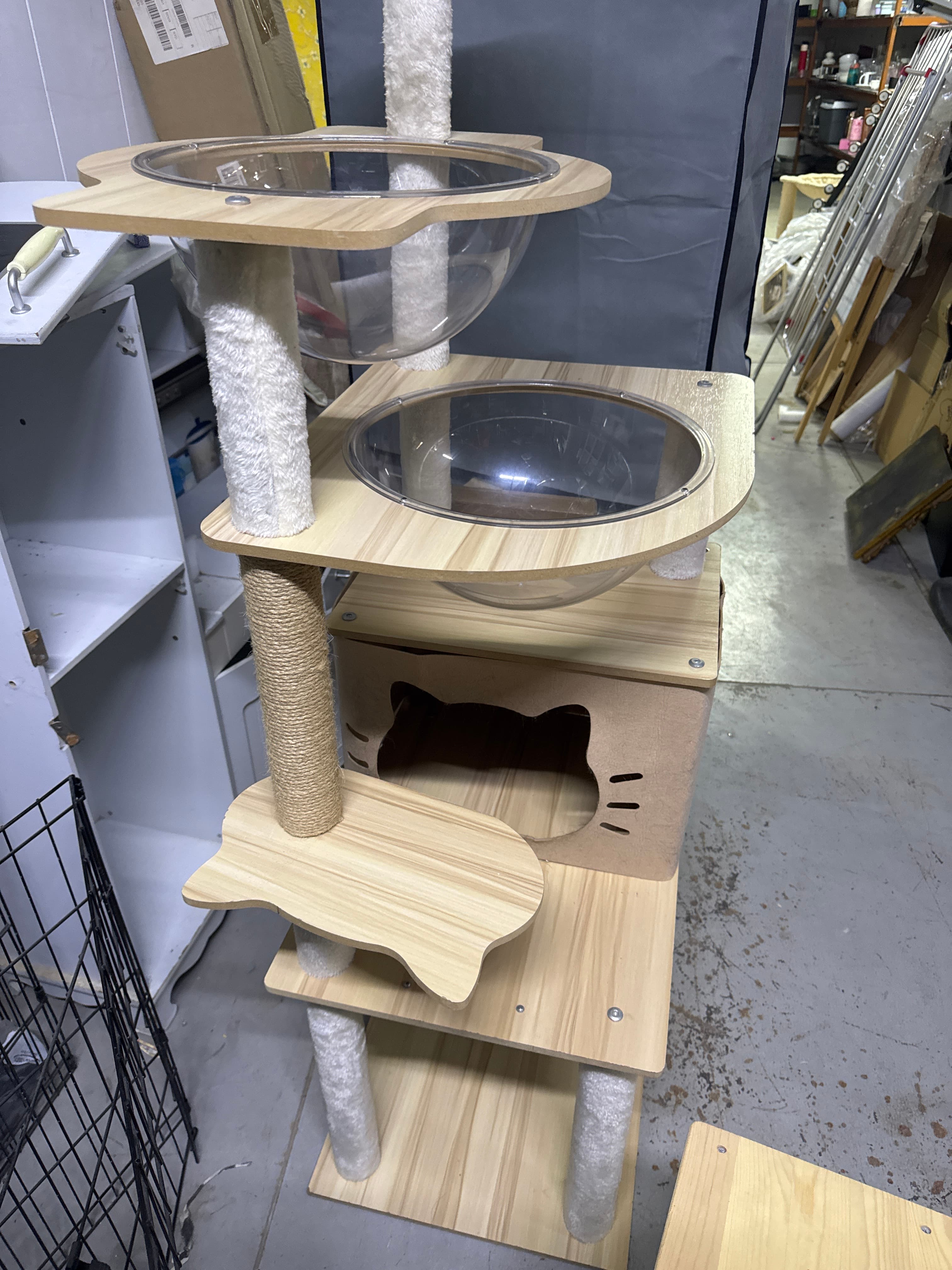Wooden Cat Tree with Clear Pods 2