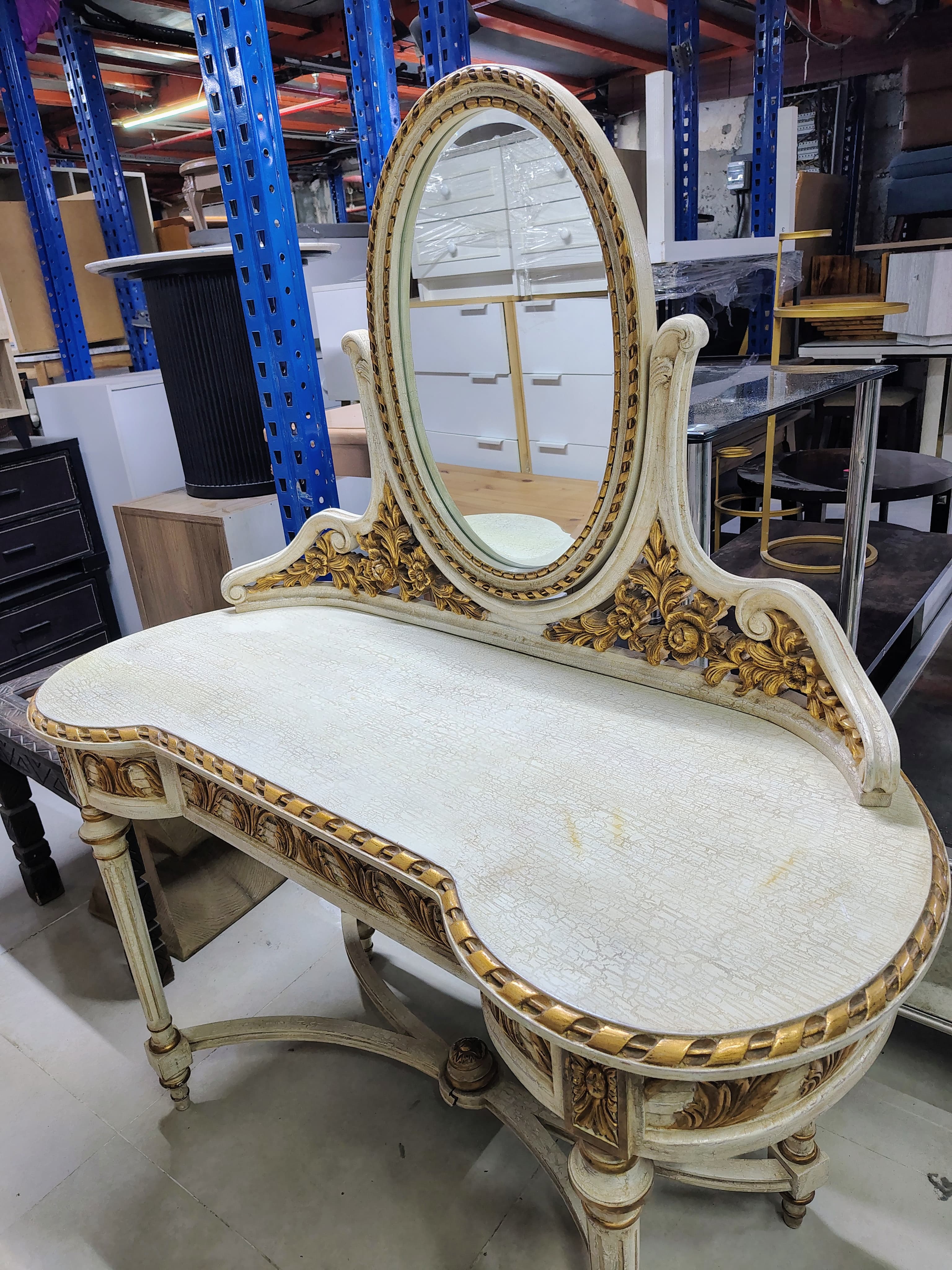 Antique Vanity Table with Mirror