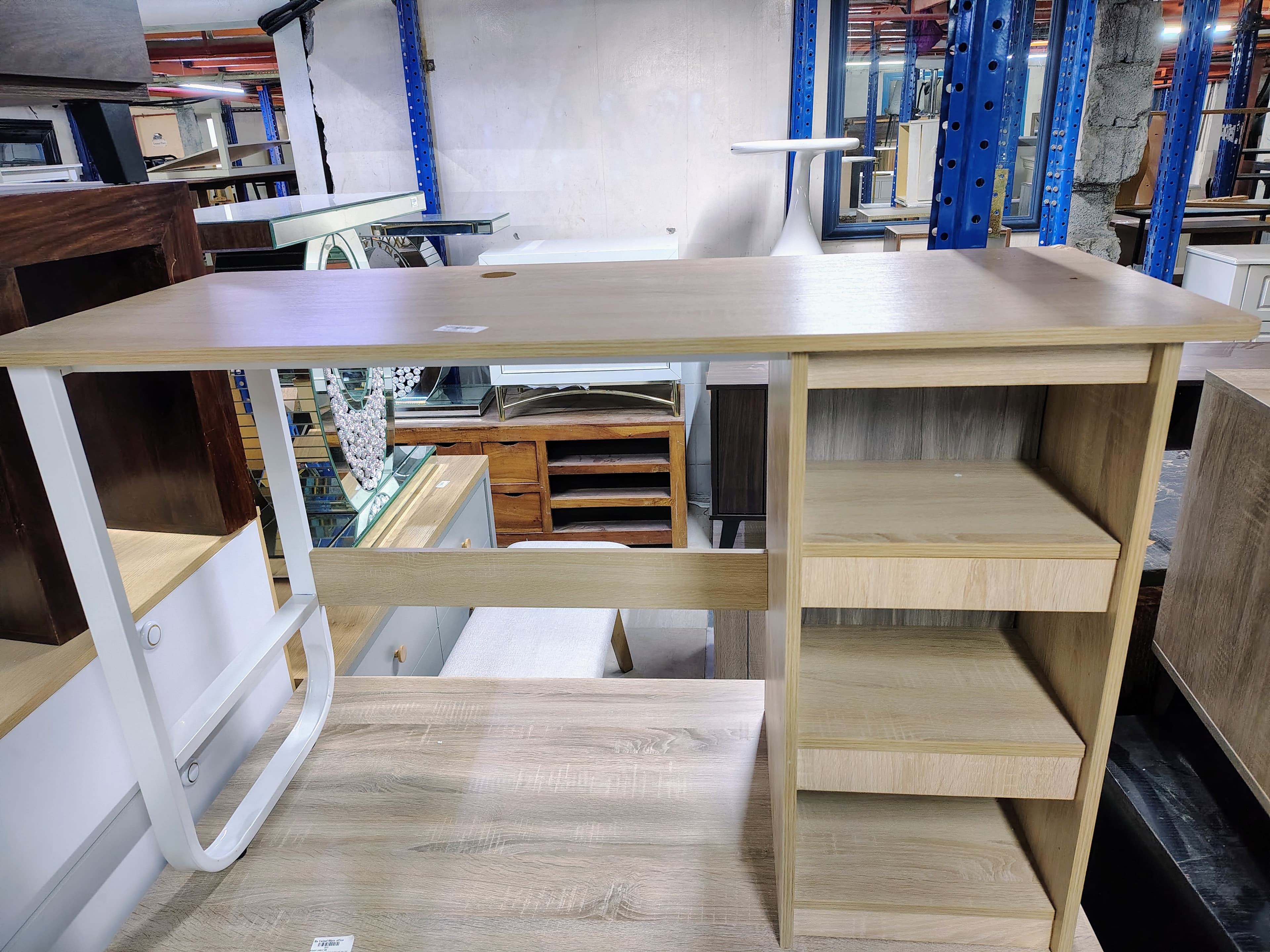 Light Wood Desk with Shelving