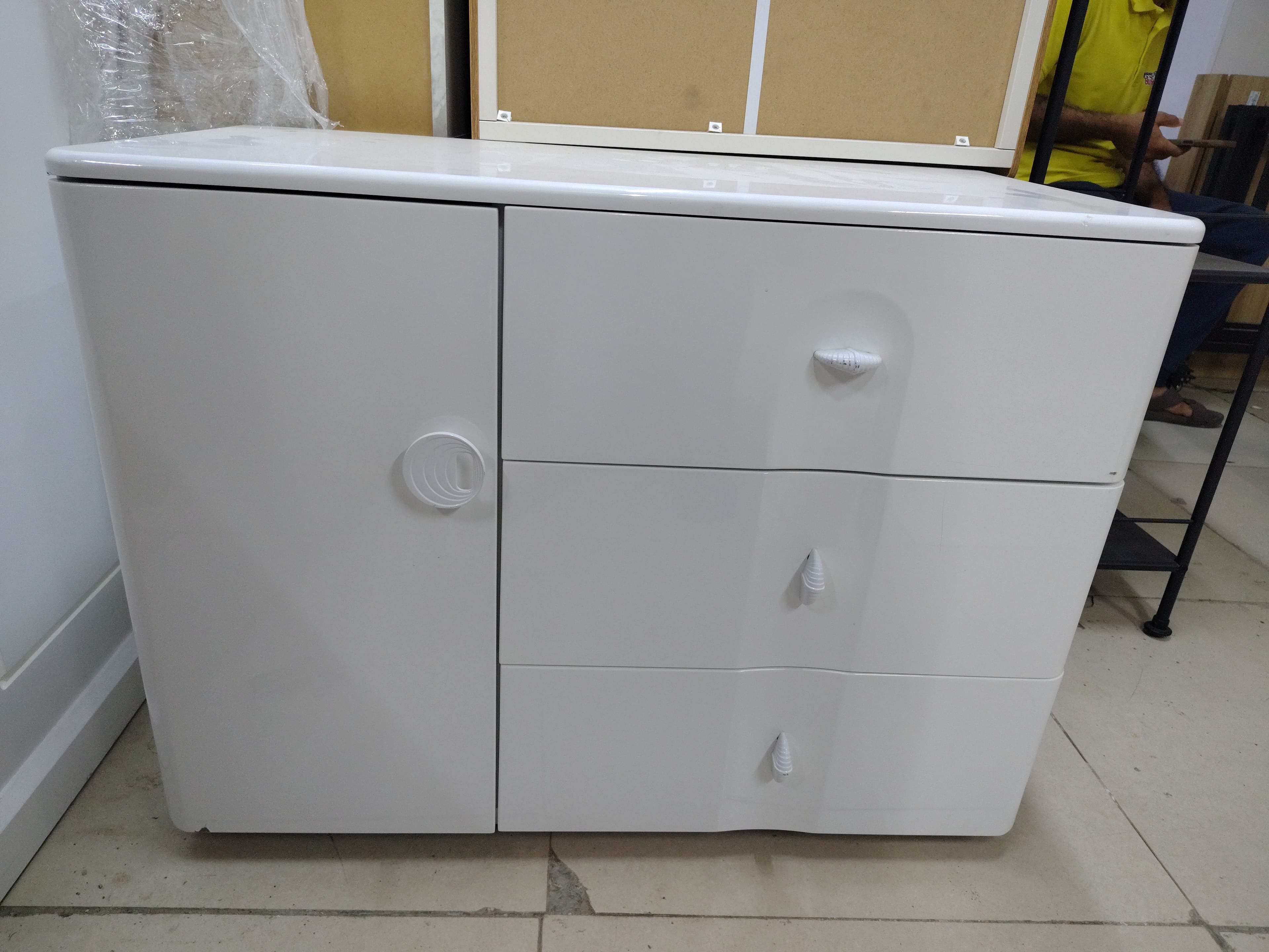 White Storage Cabinet with Drawers