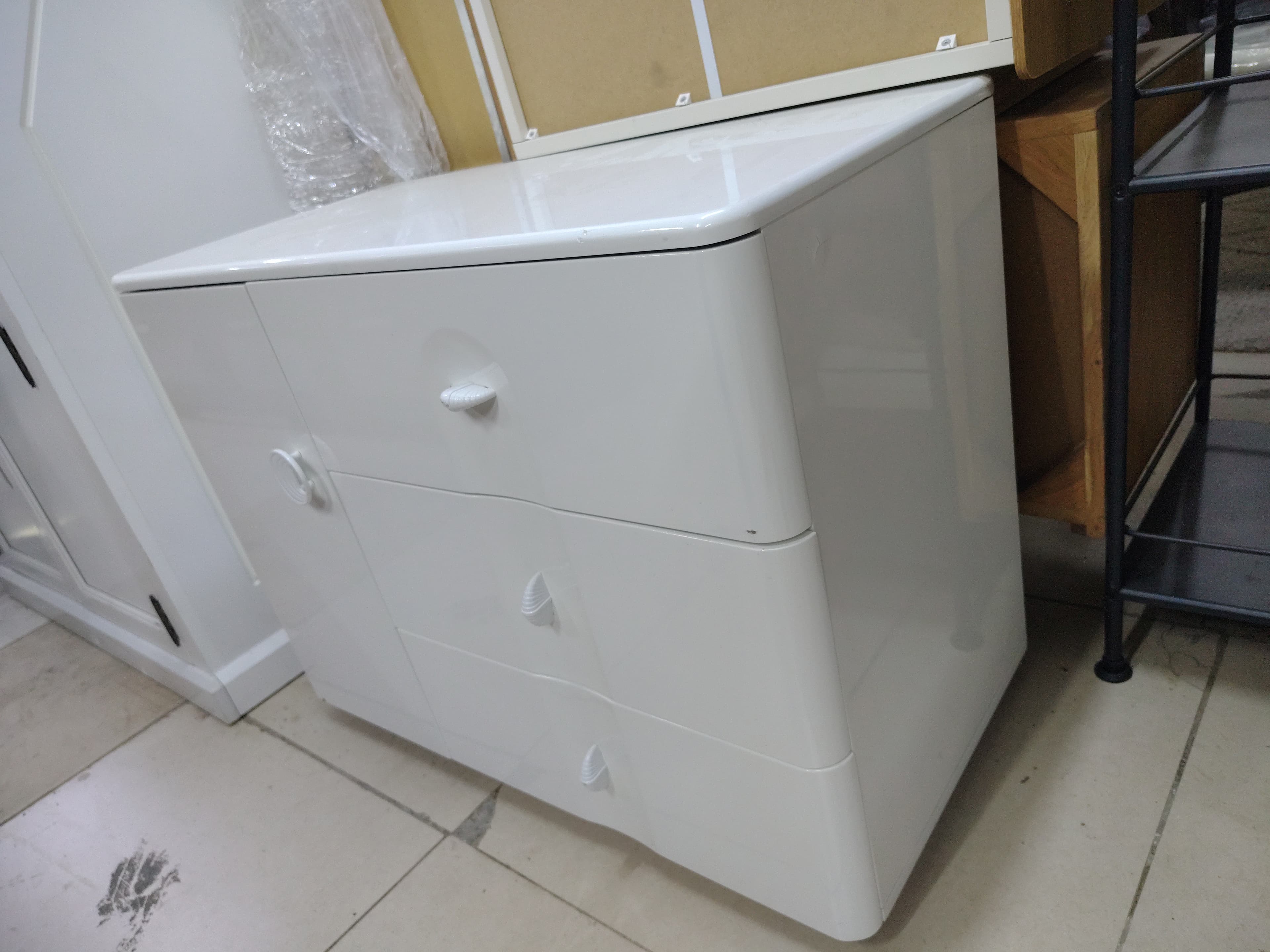 White Storage Cabinet with Drawers 2