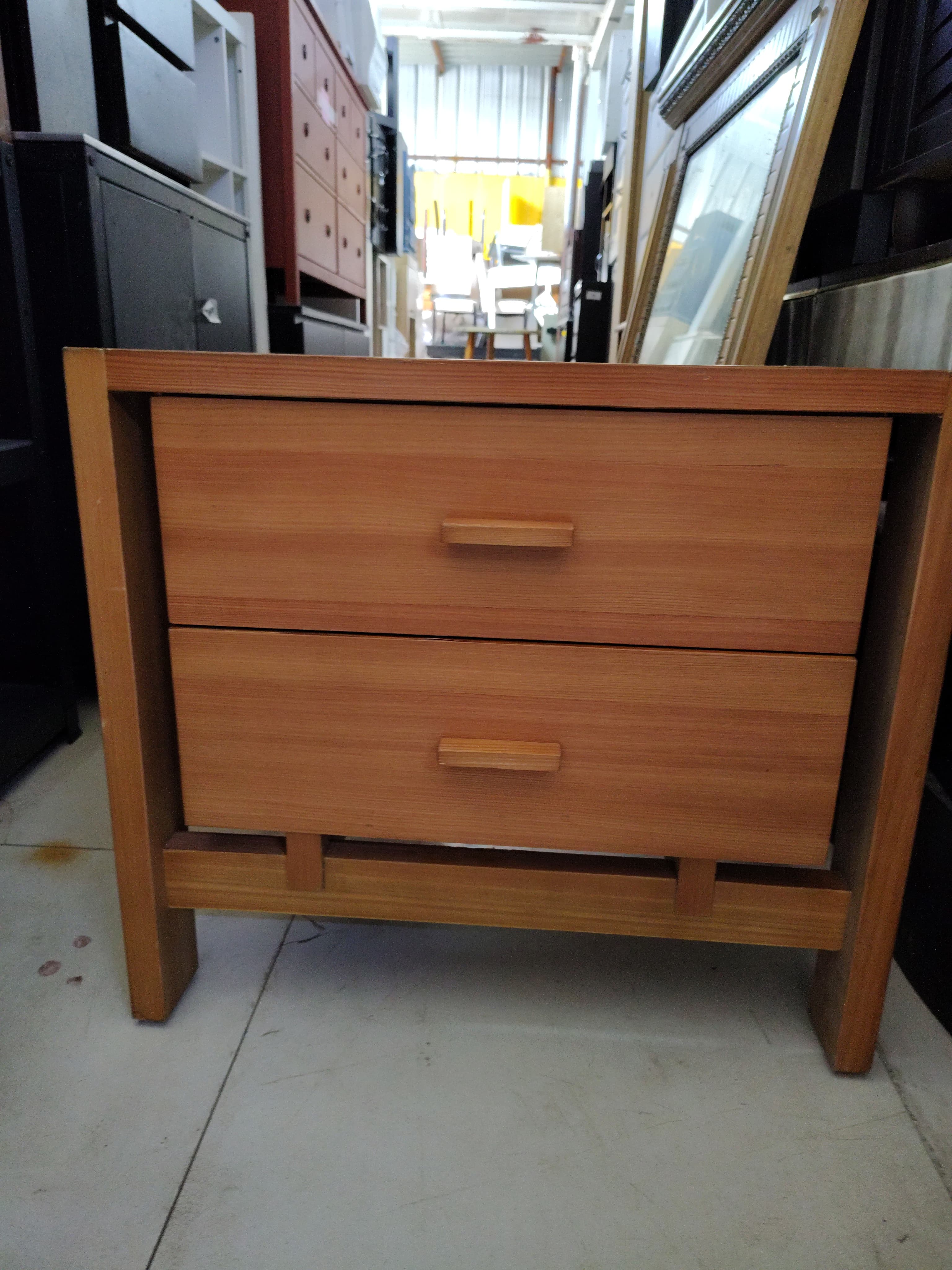 Wooden Nightstand with Two Drawers