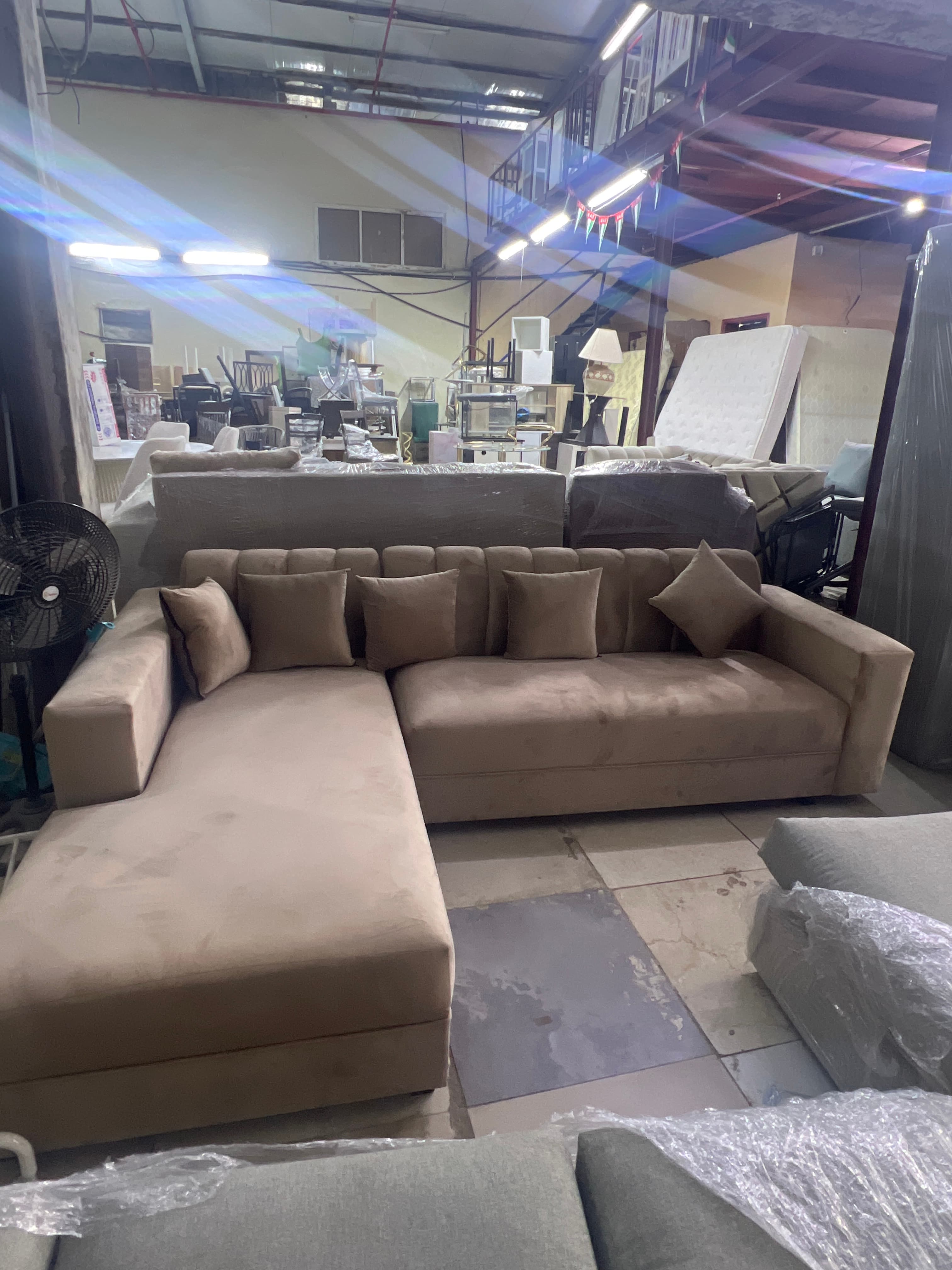 New Sectional Sofa L-Shape Beige