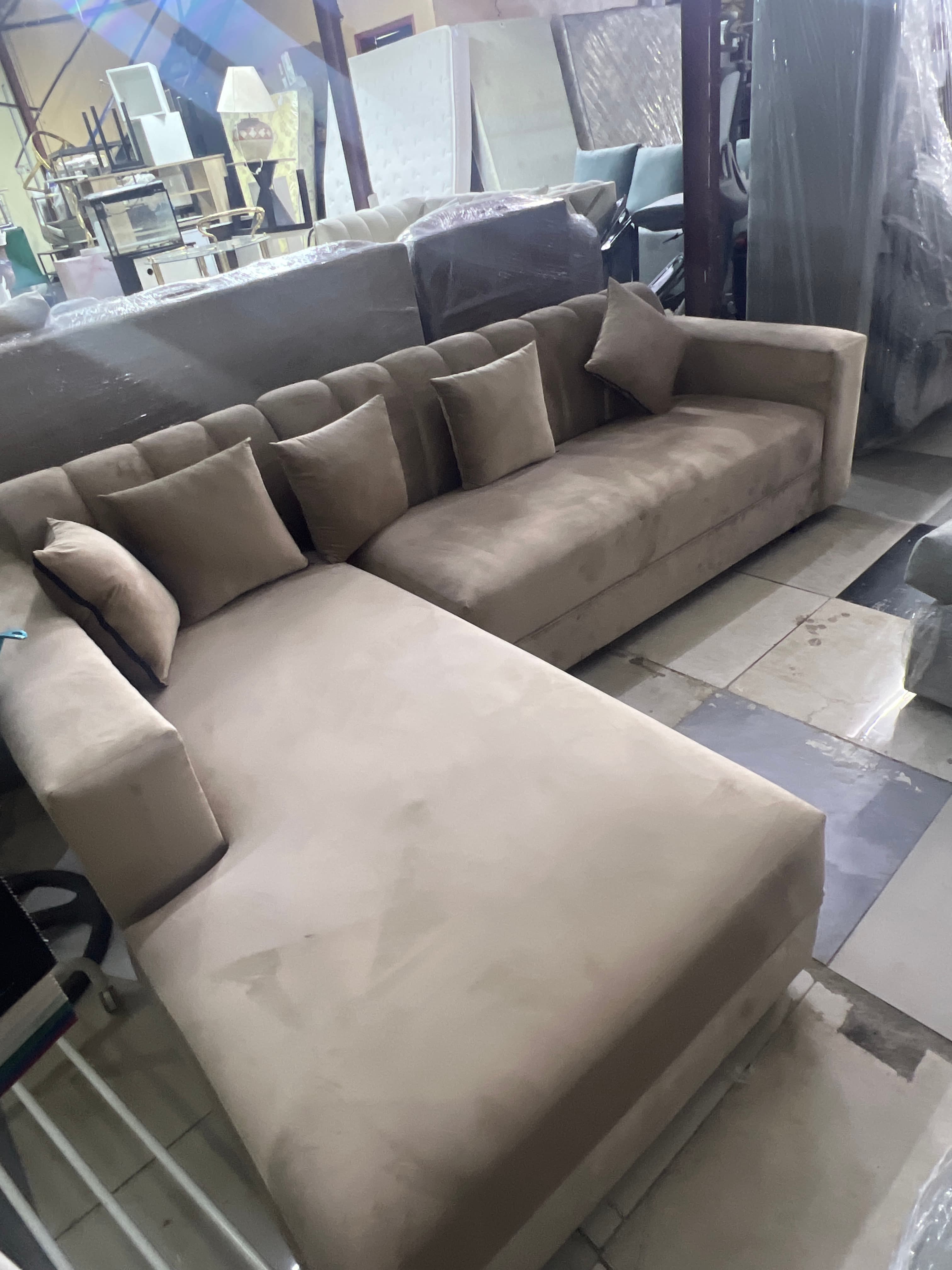 New Sectional Sofa L-Shape Beige 2