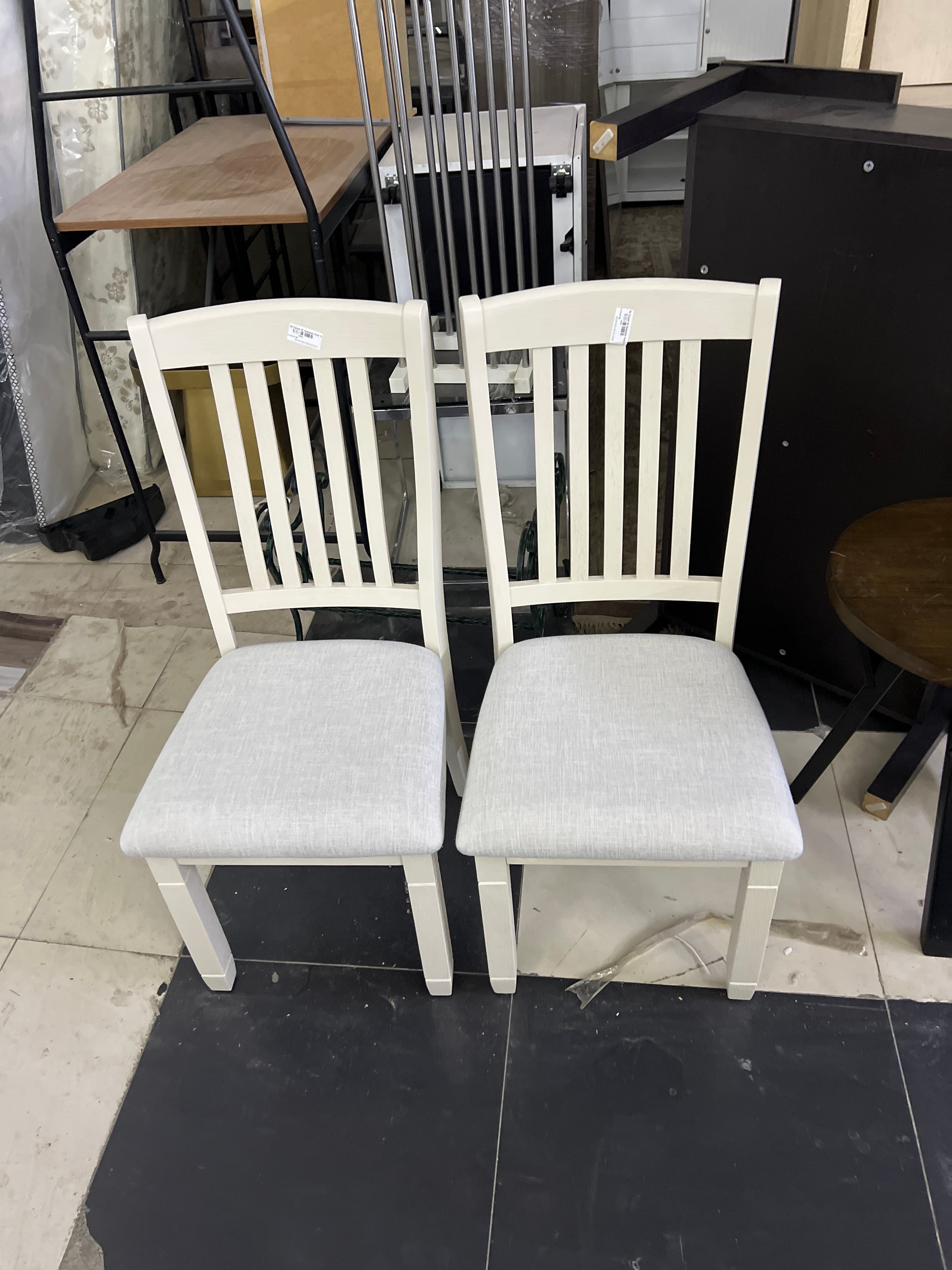 Used Dining Chair Set White with Cushion