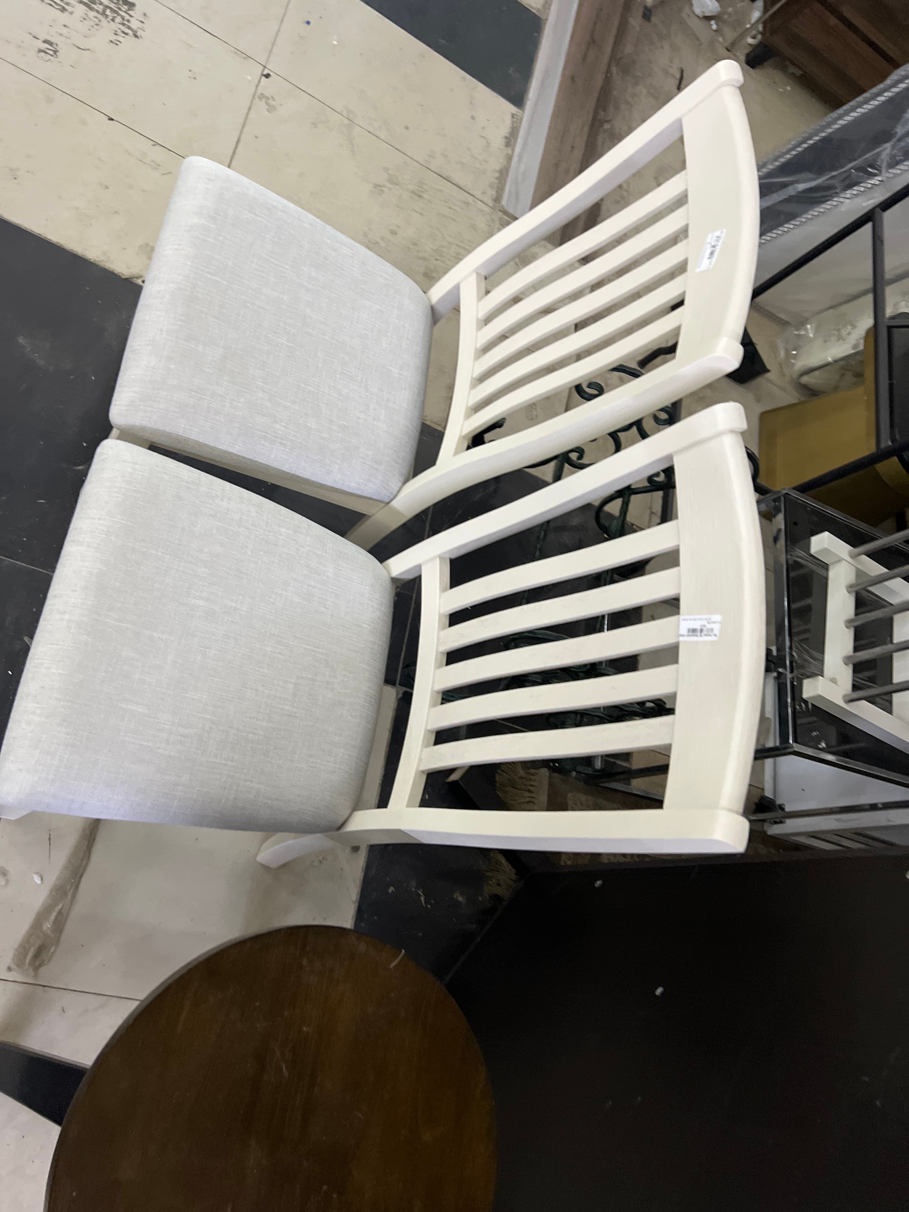 Used Dining Chair Set White with Cushion 3