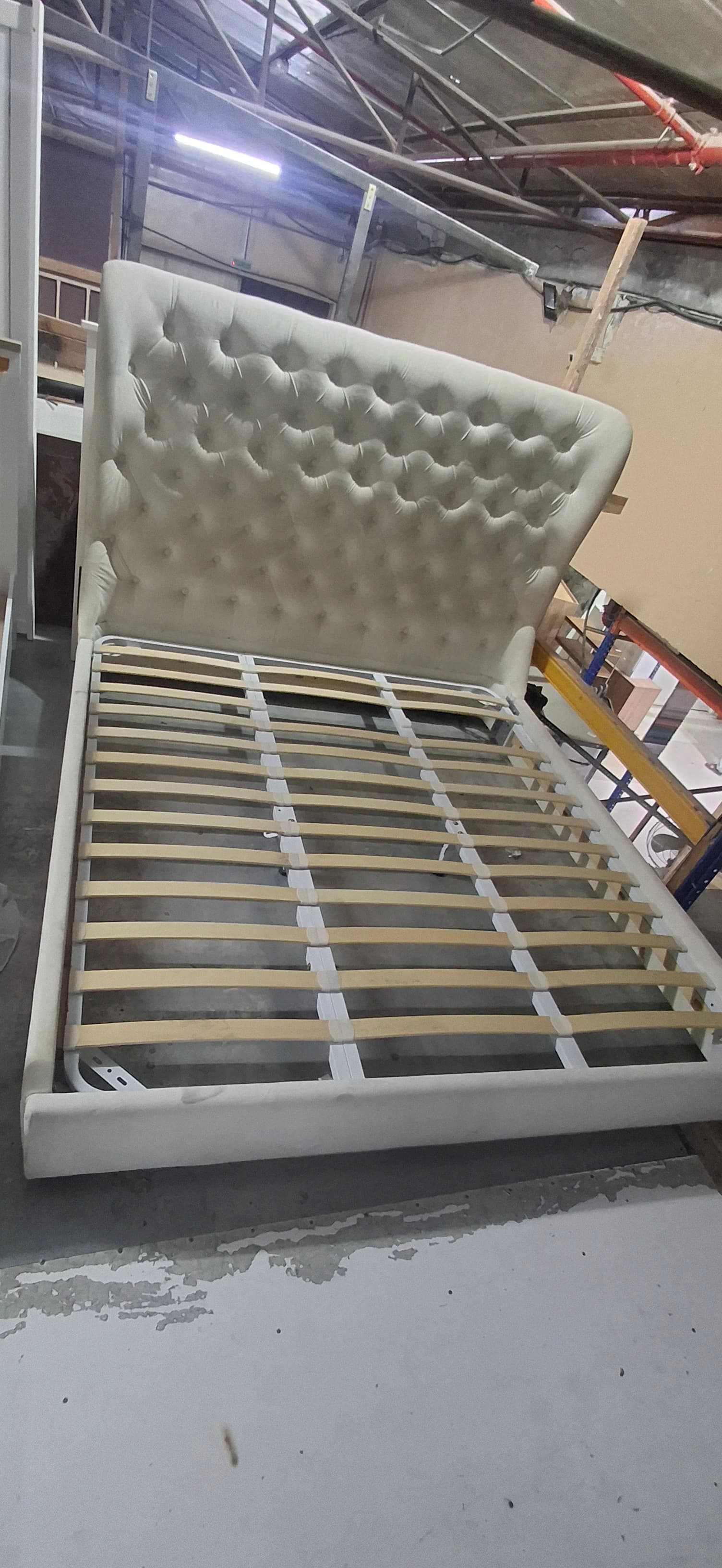 Used Upholstered Queen Bed Frame White