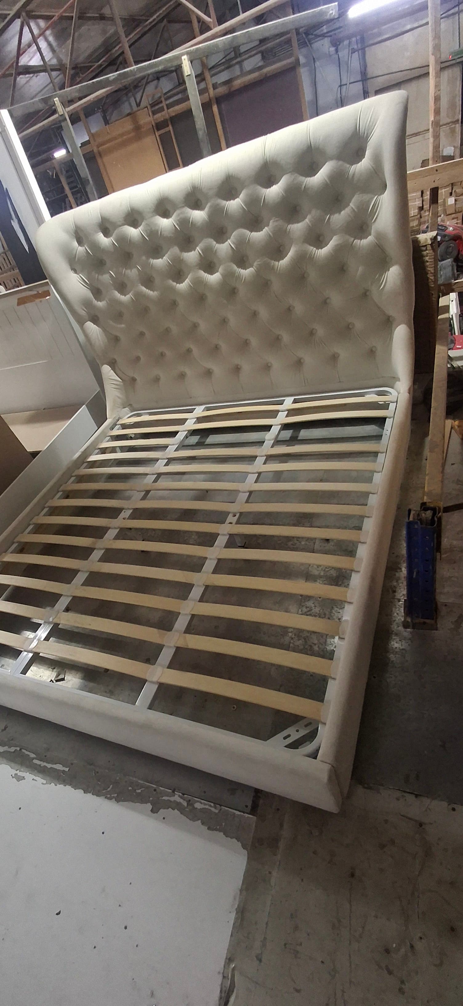 Used Upholstered Queen Bed Frame White 2