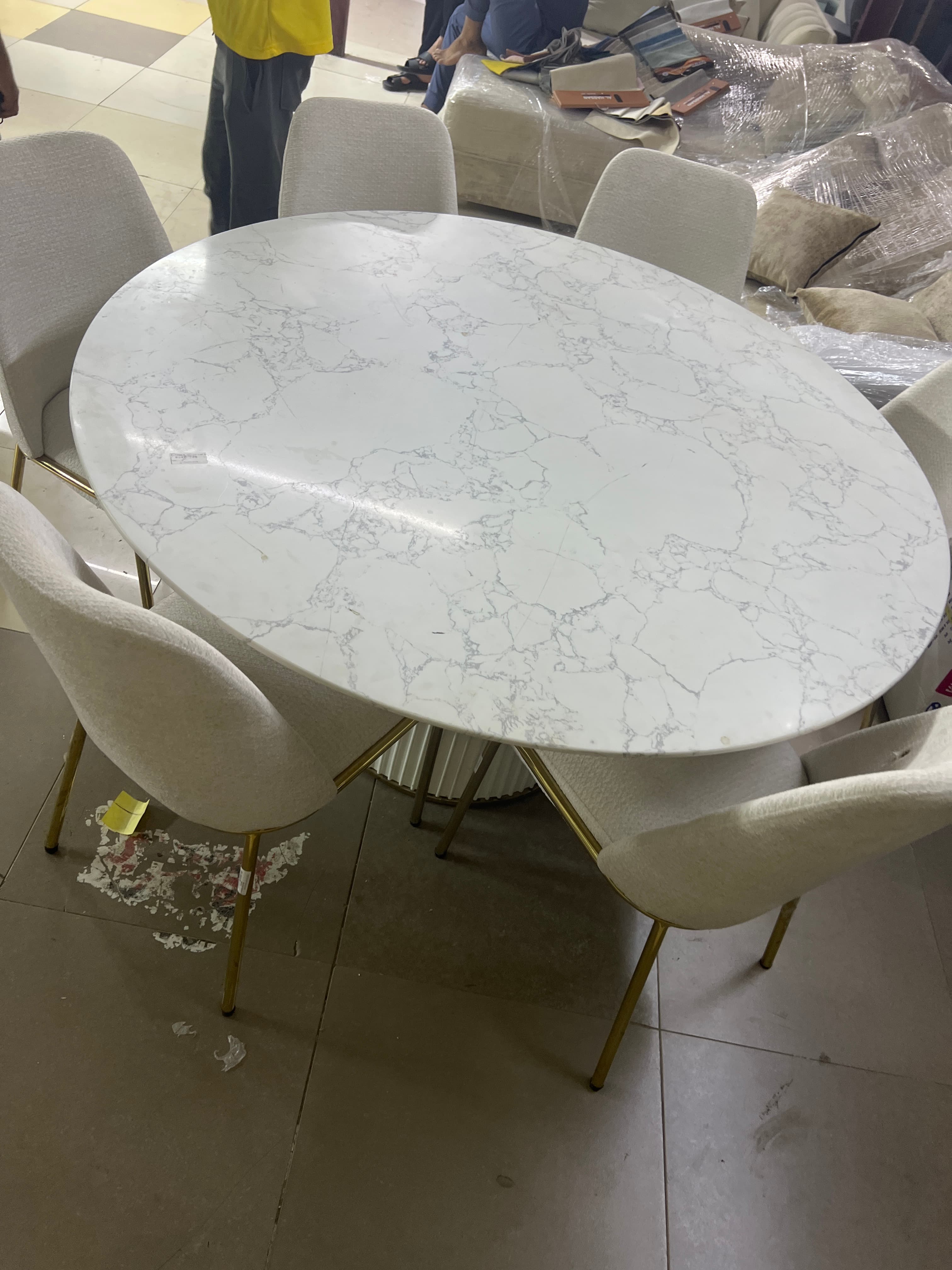 Used Home Box Oval Marble Dining Table 120cm 2