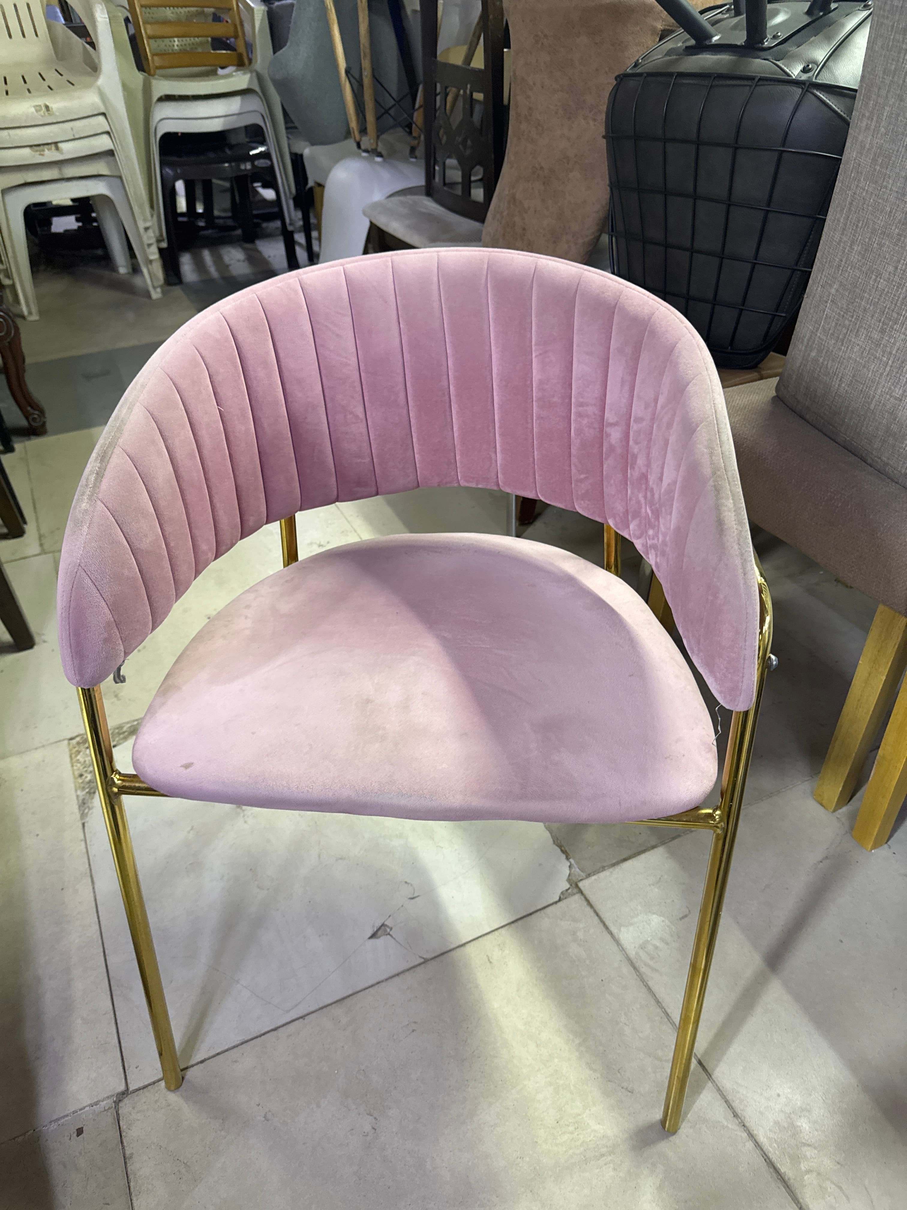 Pink Velvet Accent Chair