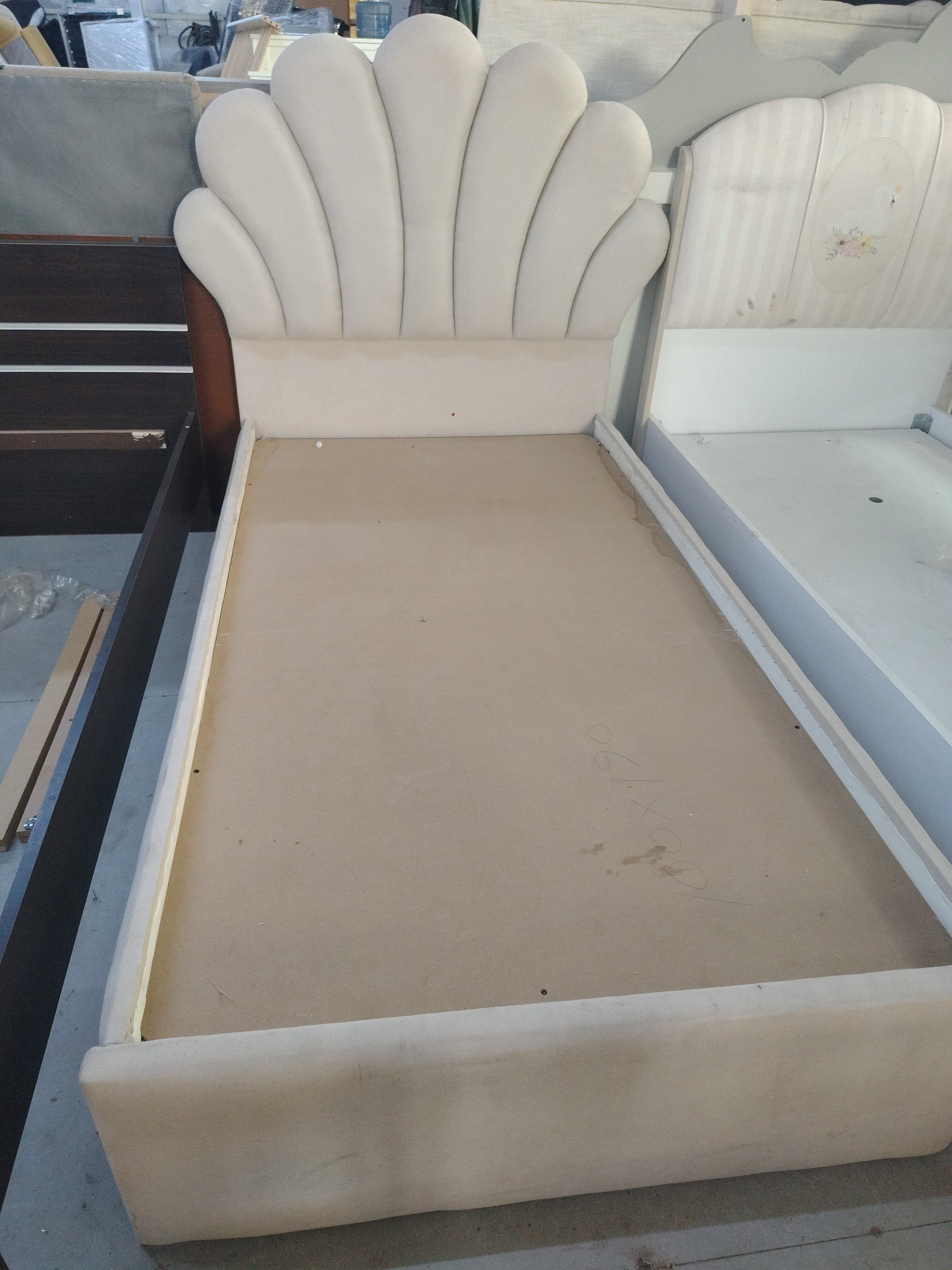 Single Bed Frame with Upholstered Headboard